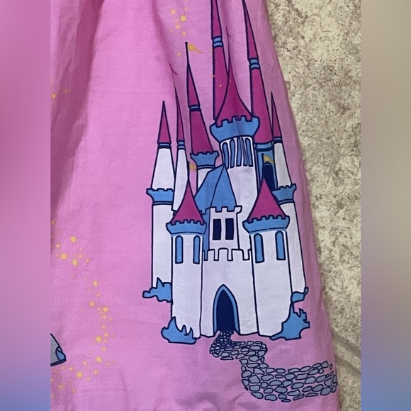 Whimsical Pink and Blue Kids Dress with Castle Design - Picture 5 of 6